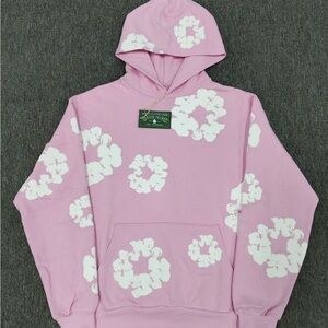 Pink Floral Graphic Hoodie Sweatshirt - Unbranded